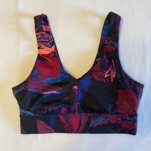 Target Sports Bra Floral Black Purple XS